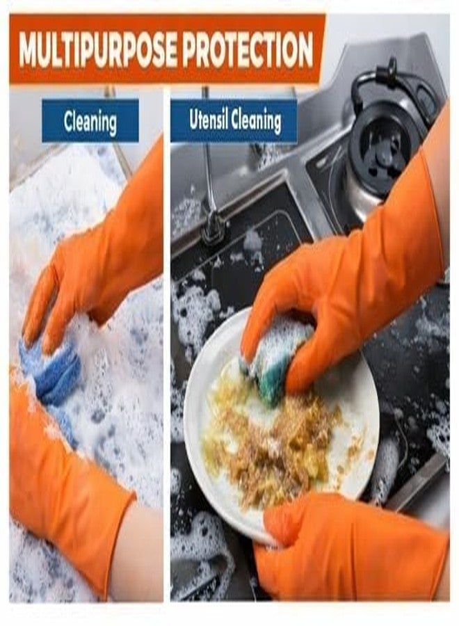 LADWA Pre-mium Household Rubber Hand gloves orange Color (1 Pair) for Dishwashing, gardening, kitchen cleaning - Image 5